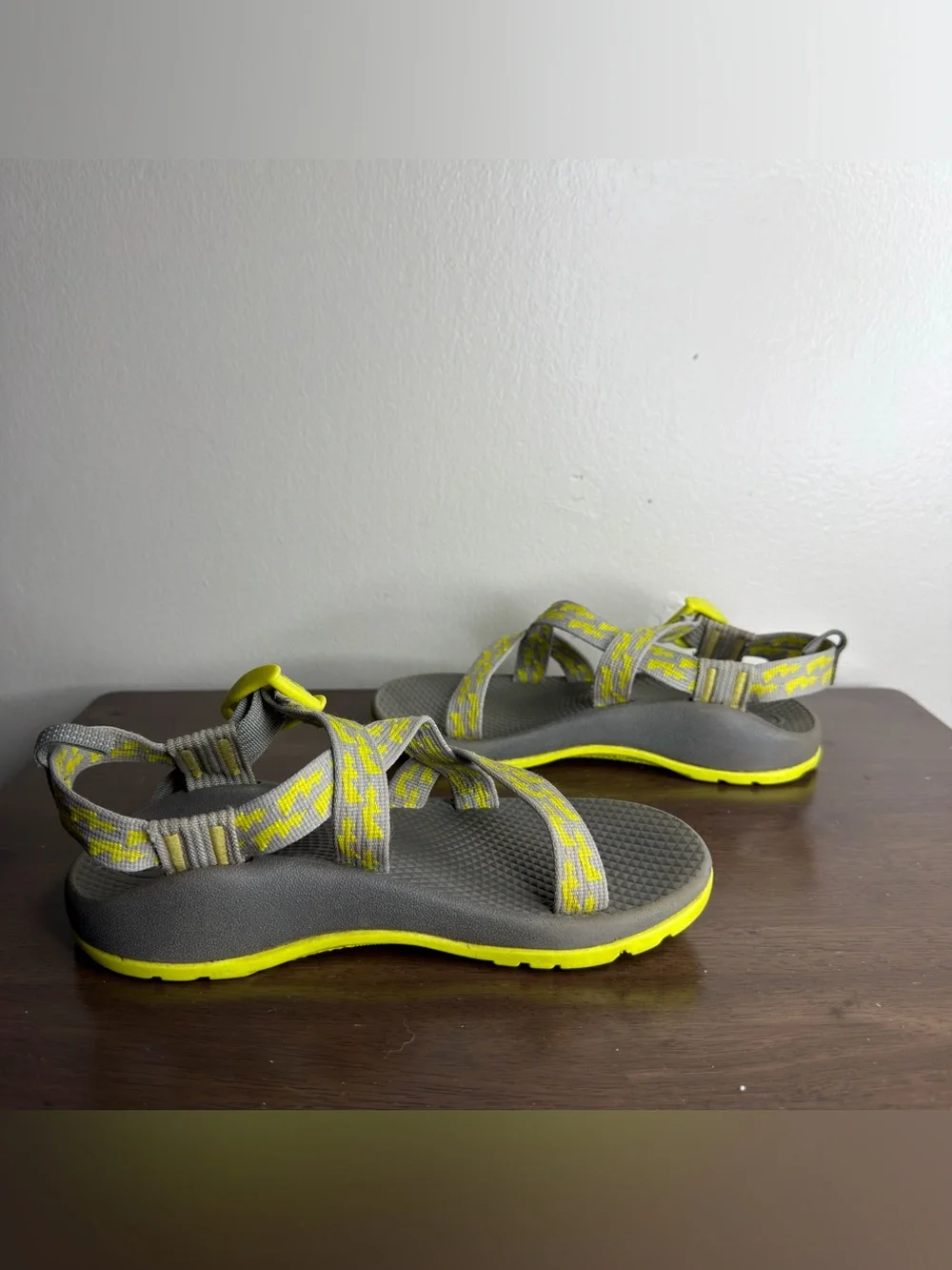 Chaco Z/1 EcoTread Gray & Neon Yellow Sandals 2 Kids